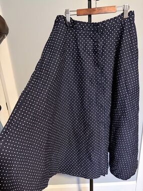 Uniqlo Navy Blue Polka Dot Maxi Skirt